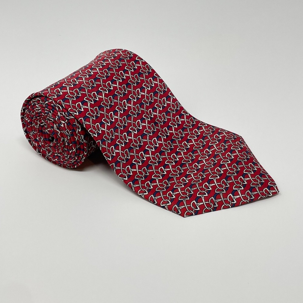 Bert Pulitzer Red Geometric Silk Vintage Tie Necktie